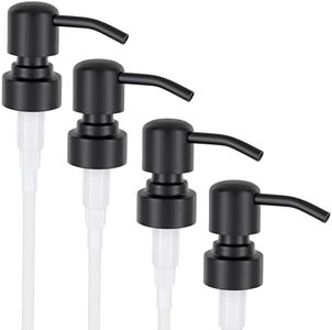 ALTGLAS Four Pack - 4X Stainless Steel Soap Dispenser Pump 'Zagreb' as Replacement for Liquid Hand Soap Bottles (Matte Black) - Fits e.g. Jack Bottle