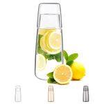 Bedside Water Carafe Set with Tumbler, Bedside Carafe and Glass Set for Nightstand Guest Room Bedroom Accessories, Water Carafe for Cold Drink, Mouthwash Dispenser for Bathroom Kitchen 25oz/750ml