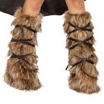 Women Fuzzy Faux Fur Leg Warmers Windproof Thermal Cycling Leg Calf Wrap Sleeves Fluffy Cosplay Raves Party Halloween Costume Boot Cuff Cover Night Out Club Under Knee Socks Boot Covers