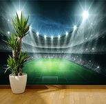 Wall Murals Online Ltd Wallpaper Cool Football Stadium Night Floodlit Wall Mural Home Decor Sports Theme Wallpaper (32457955) (Budget 130gsm Paper, XXL 300cm Wide x 240cm high)