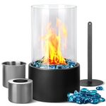 Eufrozy Indoor Tabletop Fire Pit Bowl, Small Rubbing Alcohol Fire Pit Table Top Fireplace Portable with Glass, Smokeless Clean Burning Bio Ethanol Flame for Smores Balcony Outdoor Patio Personal