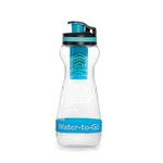 WATER TO GO Filter Bottle with Replaceable 3 Stage Filter which removes 99.99% of Bacteria & Contaminents and Improves Taste - Hiking, Camping & Travelling - BPA Free, 50cl (BLUE)