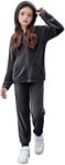 Zaclotre Girls Winter Velour Outfits Long Sleeve Zip Up Hoodie and Sweatpants Warm Winter Tracksuits Clothing Sets