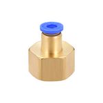 sourcing map Push to Connect Tube Fitting Adapter 6mm Tube OD x 1/2NPT Female Straight Pneumatic Connecter Connect Pipe Fitting Golden Blue