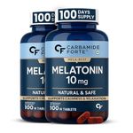 Carbamide Forte Melatonin 10 mg Pills | Sleep Supplement for Better Sleep | Melatonin Tablet for Restful Deep Sleep - 100 Veg Tablets (Pack of 2)