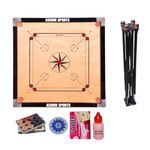Professional Carrom Board Set with Matte Finish | Smooth Playing Surface | Includes Practice Coins, Striker & Powder | Tournament Carrom Board for Home & Clubs (32 INCH Carrom with Stand -001)
