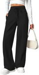 PINSPARK Women's Jogging Bottoms High Waist Sports Trousers Wide Leg Sweatpants with Elastic Waistband Yoga Trousers Training Black