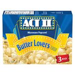 Act ii Microwave Gourmet Popcorn - Butter Lovers Flavour (3 x 78g Snack-Size Bags), 1 Count