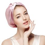 22 Momme 100% Pure Mulberry Silk Sleep Cap for Women Hair Care,Double Layer Natural Silk Bonnet Shower Cap Hair Wrap for Sleeping,Silk Night Hat with Elastic Stay On Head For Wash/Makeup