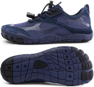 UBFEN Water Shoes for Kids Boys Girls Aqua Socks Barefoot Beach Sports Swim Pool Quick Dry Lightweight Toddler Little Big Kid I Dark Blue 4 Big Kid