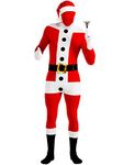 Adult Santa Claus 2nd Skin Professional Quality Full Body Jumpsuit Large 42-44 Red/White, Red / White, Large