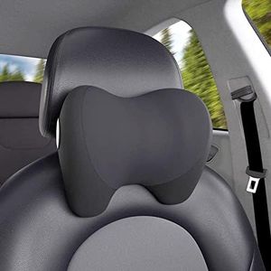 Super Cozy Car Headrest Pillow, 100% Memory Foam Car Neck Pillow with Adjustable Strap & Breathable Removable Cover, Ergonomic Design - Travel Pillow Car Pillow for Neck/Back Pain Relief(Black, 1P)