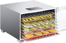 BioChef Kalahari Food Dehydrator - Stainless Steel Dehydrator for Food with 8, 10 or 16 Trays. 100% BPA-Free, LED Display, 24 hr Digital Timer, Tempered Glass Door (10 Trays)