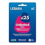 Lebara UK Unlimited Data Pay As You Go SIM Card, Unlimited UK Minutes & Texts, 100 International minutes for £25