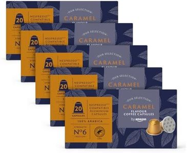 by Amazon Café Caramelo, Cápsulas de Aluminio Compatibles con Nespresso, 100 Unidad (5 packs de 20) - Certificado Rainforest Alliance