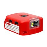 USB Charger Adapter for Milwaukee M18 18V Lithium Battery, LED Work Light with Dual USB Charger and 12v DC Port,Power Source Supply for 14.4-20v Max Lithium-Ion Battery