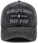 Gsspvii World's Best Poppop Hat for Men, Funny Adjustable Cotton Embroidered Grandpa Baseball Cap, Black, One Size