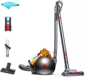 Dyson Big Ball Turbinehead Canister Vacuum Cleaner, Strong Suction, HEPA Filter, Pro Bagless, Self-Adjusting Cleaner Head, Large bin,Yellow/Iron, with 5AVE Microfiber Cloth