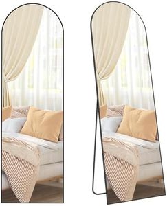 SONGMICS Full Length Mirror, 63 x 20 Inches, Arched Full Body Mirror with Stand, Aluminum Alloy Frame Floor Mirror, Tempered Glass, for Bedroom, Living Room, Cloakroom, Ink Black ULFM031B01