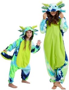 DELEY Unisex Axolotl Onesie Pajamas, Animal One Piece Costume Sleepwear Halloween Cosplay Homewear