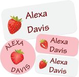 CLYLIFE Personalized Name Stickers(160lables) Objects. Waterproof Adhesive Labels Perfect for Kids' Books, Toys, School Supplies, Lunch Boxes (Strawberry)