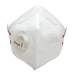 VENUS V-4200 N95 Mask, NIOSH Certified N95 Anti-Pollution Mask with Vent Valve, Pack of 5, Unisex White Color, Dust Mask, Protection against Bacterial agents