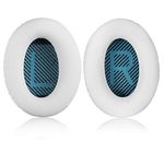 JECOBB Ear Pads Kit Ear Cushions for Bose QuietComfort 2, Quiet Comfort 15, QuietComfort 25, QC 35, Ae2, Ae2i, Ae2w, Sound True, Sound Link (Around-Ear Only) Headphones (White)