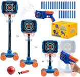 Joycat 2-in-1 Shooting&Basketball Toy for Kids,Adjustable Height Auto-Moving Shooting Target with Music,Outdoor Indoor Game Compatible with Nerf Toy Guns for Kids,Birthday Chrisrmas Gift for Boys