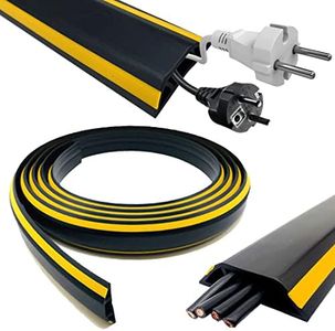 6.5ft Floor Cord Cover Cable Protector, Heavy Duty Self-Adhesive Rubber Wire Management Organizer Hider - Extension Protect Cords and Prevent Trip Hazard, Wall Cord Cavity for Home Office Outdoor