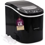 2.2L Andrew James Ice Maker Machine – Portable Countertop Ice Machine for Home, Electric Ice Dispenser with Scoop & Basket, Self-Cleaning, Small or Large Ice Cubes