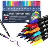 OSUM Dual Colouring Pens Markers | Felt fine Tip Pens and Fineliners Pens | Coloured Pens - Anxiety Art Pens Supplies for Adults Kids and Childrens (Pack 24)