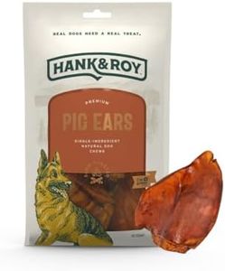 Hank & Roy Pig Ears for Dogs, All-Natural, Single-Ingredient, Long Lasting, Easily Digestible Whole Pig Ear Dog Treats, Antibiotic and Hormone Free, Individually Wrapped for Odor Control and Freshness