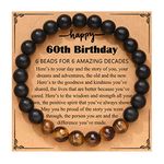 UPROMI 21st/30th/40th/50th/60th/70th Birthday Gifts for Him, Elastic Rope Bracelet for Men, 7.5 inches, Agate stone