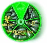 Eagle Claw Bass Casting Sinker Assortment, 27 Sinkers, Plain Lead, Assorted Sizes, Dial Pack