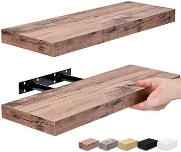Sorbus Floating Shelf Set - Rustic Wood Hanging Rectangle Wall Shelves - Perfect for Home Décor, Trophy Display, Photo Frames, and More (Set of 3), Rectangle Shelf Set - Mahogany, 2-Pack