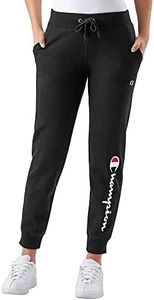 Champion Women's Powerblend Fleece Joggers, Jogger Sweatpants for Women, 29", Black Script, X-Large