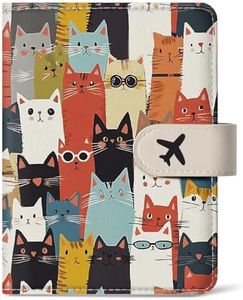 Passport Holder for Travel Essentials, RFID Blocking Leather Cover Wallet with Magnetic Closure, Aesthetic & Cute Passport Book Case for Women and Men - Cat