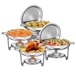 5QT Stainless Steel Round Chafing Dish Buffet Set - 4 Pack