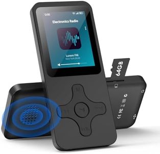 Gueray MP3 Player with Bluetooth & 64G Micro SD Card Build-in Speaker Bluetooth 5.0 Portable MP3 FM Radio Photo E-Book Reader 1.8 inch Screen Supports up to 128GB (Black)