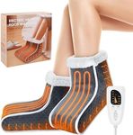 Split Electric Foot Warmer, Quick Heating Pad for Feet, 6-Level Heated Slippers for Men Women, Soft Heated Boots, Feet Warmer with Detachable Washable Liner for Home, Christmas