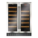 CDA FWC624SS 60cm Double Door Dual Zone Under Counter Wine Cooler Stainless Steel, 400044403