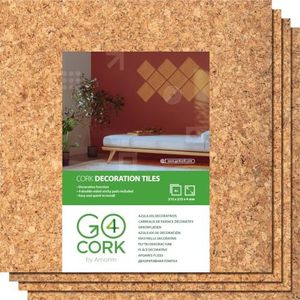 Go4Cork Square Cork Tiles - 4 Pack, 8.5 x 8.5 x 5/32 inch