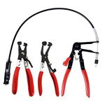 3Pcs Hose Clamp Plier Kit, Long Reach Wire Spring Hose Clamp Pliers Remover for Automotive Coolant Radiator Heater and Water Hose with Band Flat or Large Clamps