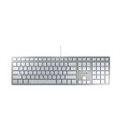 CHERRY KC 6000 SLIM FOR MAC, Wired Mac Keyboard (USB-A Port), US Layout (QWERTY), Whisper-Quiet Keys, Flat Design, Silver/White