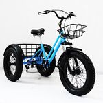 GWINDI City Mountain Bicycle Leisure Cycling Seniors Tricycle Adults, Fat Tyre Off Road Trike 7 Speed Three Wheel Bicycles Farm Fruit Cargo Basket Adult 3 Wheeled Bikes