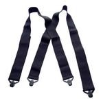 Hold-Ups 2" Wide All Black Undergarment Suspenders Patented Gripper Clasps