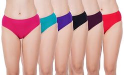 nimmi Women's Cotton Solid Hipster Pack of 6 (Rose, SkyBlue, Royal Blue,Navy, Maroon,Red ; 90 cm)