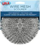 Lola Products Wire Mesh Scouring Pad, Galvanized Steel Knitted Flat Wire, Heavy Duty Cleaning Pads, Odor Proof, Highly Abrasive Scrubber, Powerful Scourer for Pots, Pans, Ovens, Grills - 1 Pack