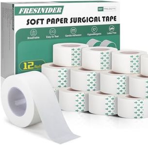 FRESINIDER Soft Paper Surgical Tape 12 Rolls, 1” x 10 Yards, Hypoallergenic Latex-Free Medical Tape for Sensitive Skin, Breathable Easy-Tear Surgical Tape for Wound Care, Bandage Fixation & First Aid