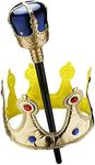 Dress Up America Crown for Kids - Kings Crown and Scepter Accessory Set - Gold Royal Crown for Children (Blue)